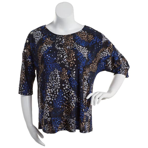 Plus Size Emily Daniels Button Sleeve Abstract Disco Dot Blouse - Boscov's