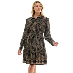 Womens Figueroa & Flower L/S Border Print Shirtdress
