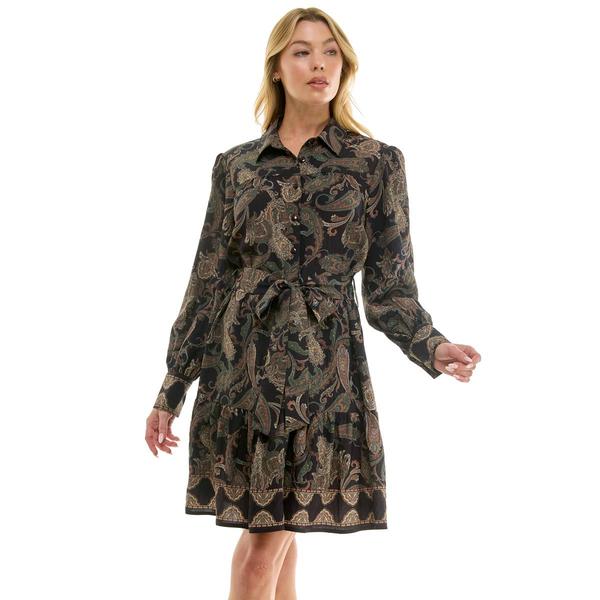 Womens Figueroa & Flower L/S Border Print Shirtdress