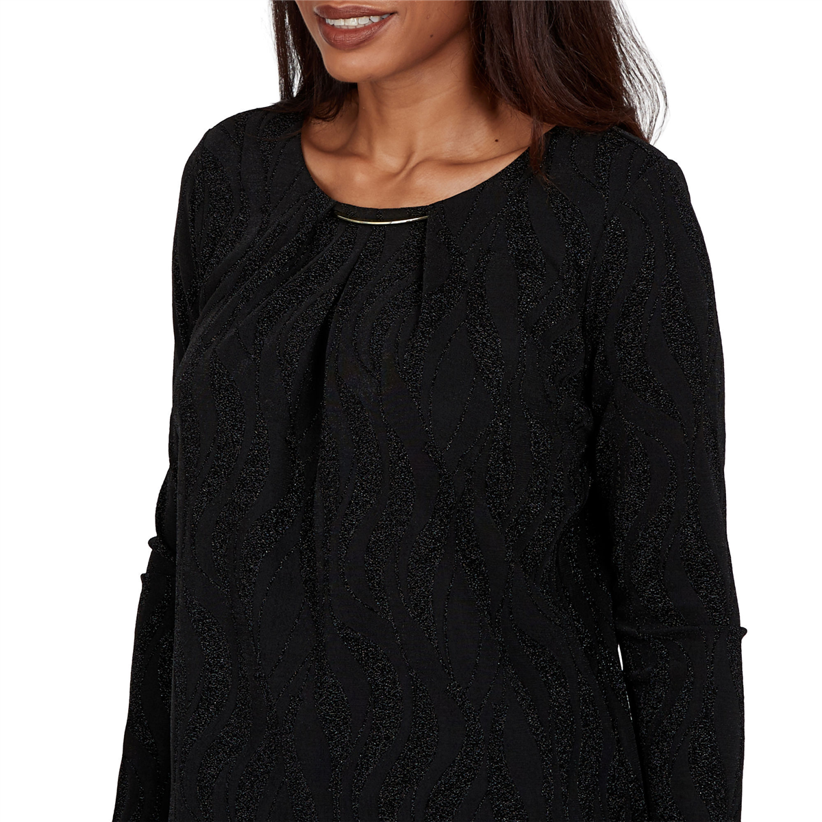 Womens Emaline Soiree Long Sleeve Hardware Neck Detail Blouse