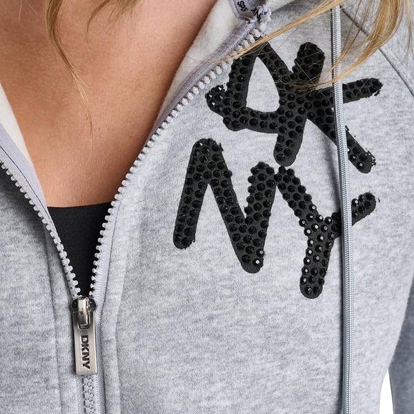 Womens DKNY Sport Graffiti Rhinestone Logo Full Zip Hoodie