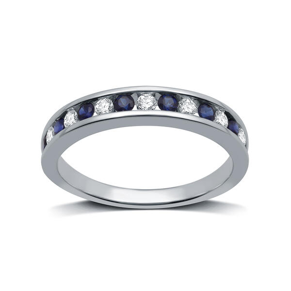 Nova Star&#40;R&#41; 1/3ctw. Lab Grown Diamond & Blue Sapphire Band Ring - image 