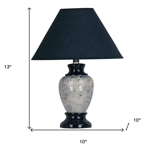 HomeRoots 13in. Black Ceramic Bedside Table Lamp