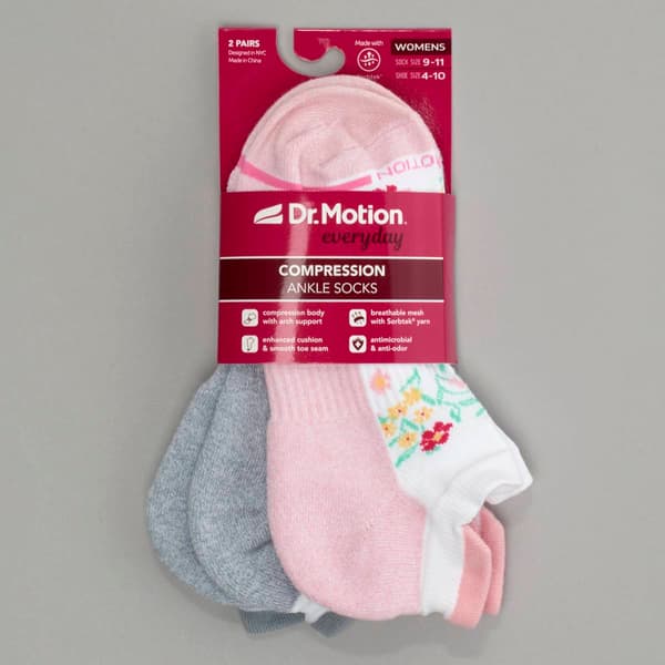 Womens Dr. Motion 2pk. Floral Low Cut Compression Socks - image 