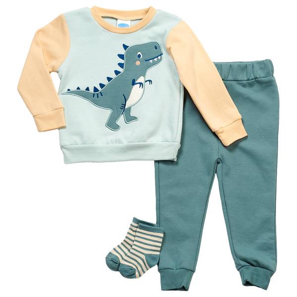 Baby Boy (12-24M) bon bebe(R) Dino Sweatshirt Set with Hosiery - image 
