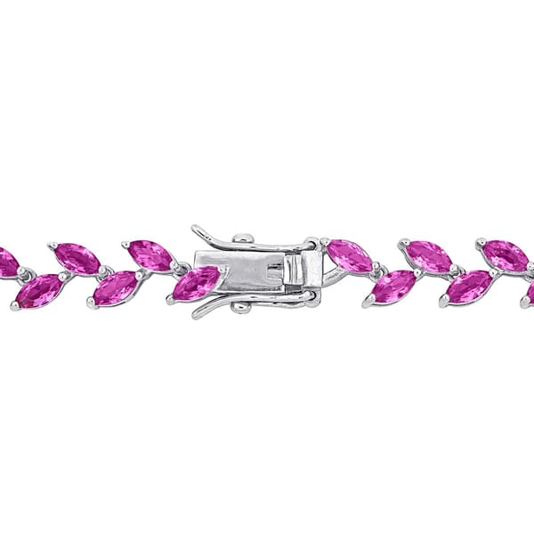 Sophia B 12ctw. Created Pink Sapphire Sterling Silver Bracelet