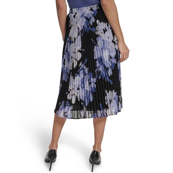 Womens Calvin Klein Pull On Floral Pleated Midi Skirt