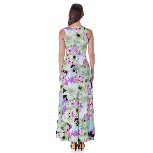 Womens 24/7 Comfort Apparel Floral Scoop Neck Maxi Dress