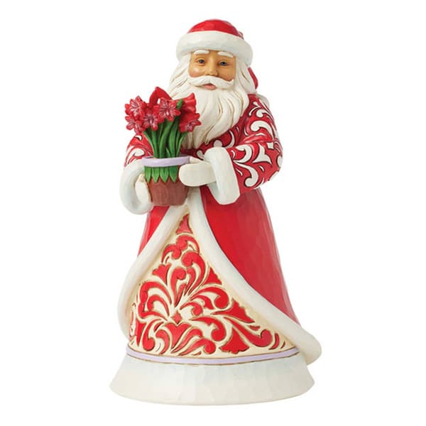 Jim Shore Santa with Blooming Amaryllis Christmas Figurine - image 