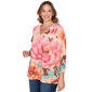 Plus Size Ruby Rd. Renaissance Romance Scallop Neck Floral Blouse - image 2