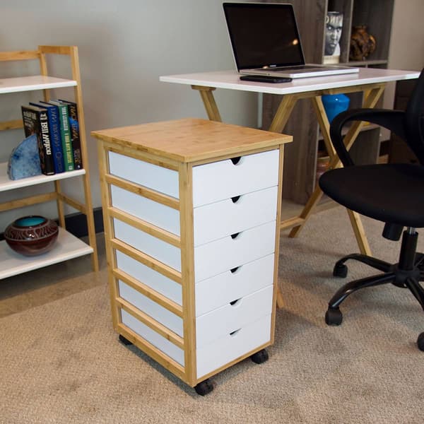 eccostyle™ Bamboo Frame 6 Drawer Rolling Cart