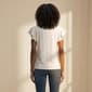 Womens Nicole Miller Cap Ruffle Sleeve Solid Linen Slub Blouse - image 2