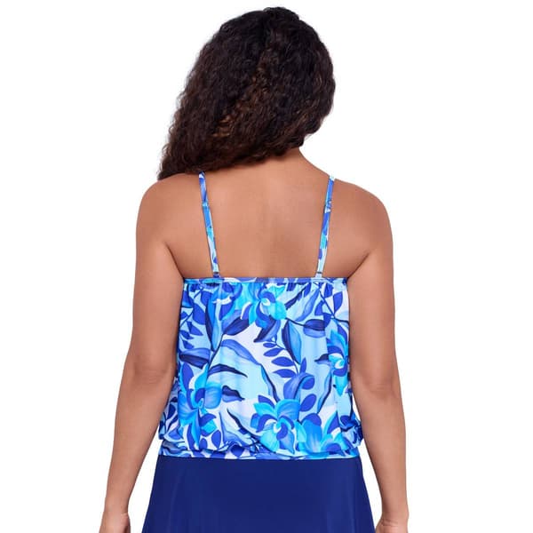 Womens American Beach Morning Glory Floral Tankini Swim Top