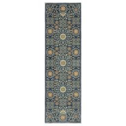 HomeRoots Stain Resistant Blue & Rust Medallion Runner