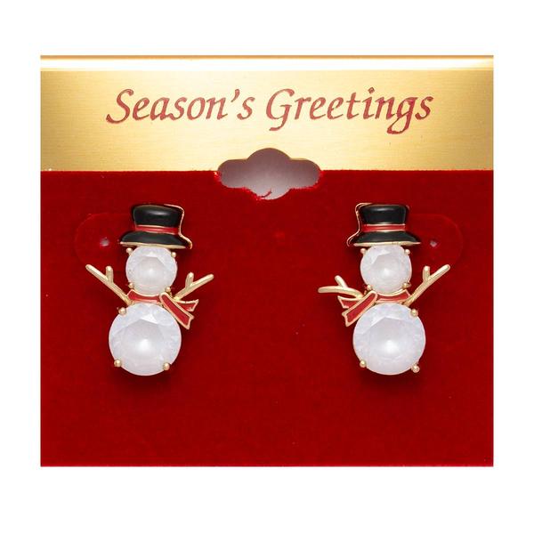 Crystal Stone Snowman Earrings