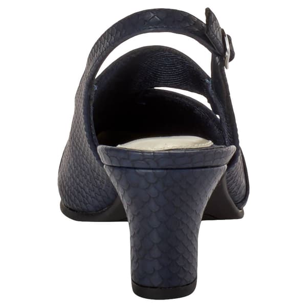 Womens Easy Street Navy Snake Slingback Heels