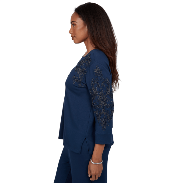 Womens Alfred Dunner Good To Go Scroll Soutache Blouse