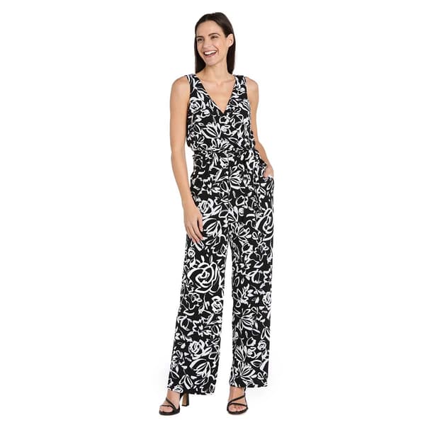 Petite R&M Richards Sleeveless Print Jumpsuit - image 