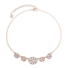 Gloria Vanderbilt Rose Gold-Tone Pink Collar Necklace
