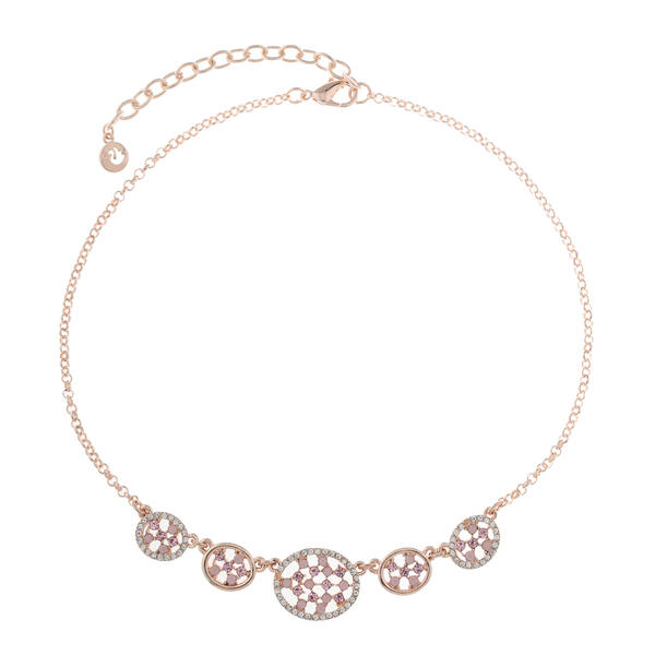 Gloria Vanderbilt Rose Gold-Tone Pink Collar Necklace - image 
