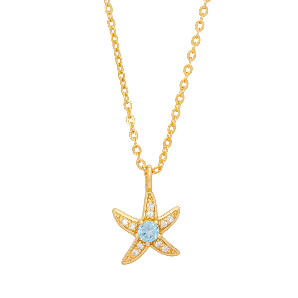 Gianni Argento Blue Topaz & Lab Created Sapphire Starfish...