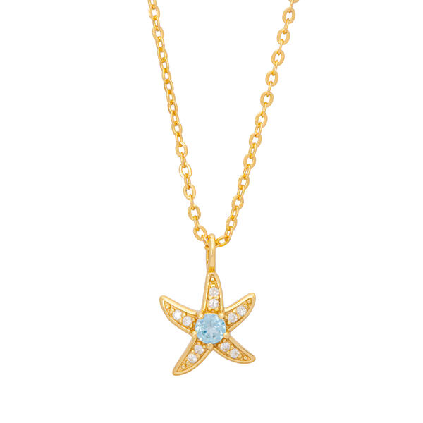 Gianni Argento Blue Topaz & Lab Created Sapphire Starfish Pendant - image 