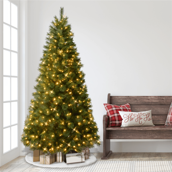 Puleo International 7.5ft. Pre-Lit Wyoming Pine Christmas Tree