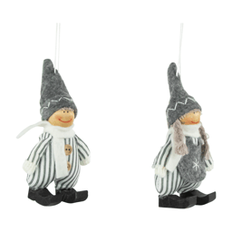 Northlight Plush Striped Boy & Girl Christmas Ornaments- Set of 2