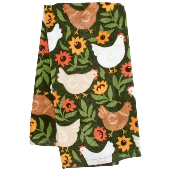 Chicks Dig Flowers Kitchen Towel - image 