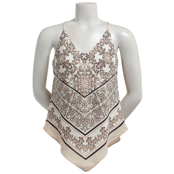 Juniors A. Byer Scarf Print Hanky Hem Tank Top
