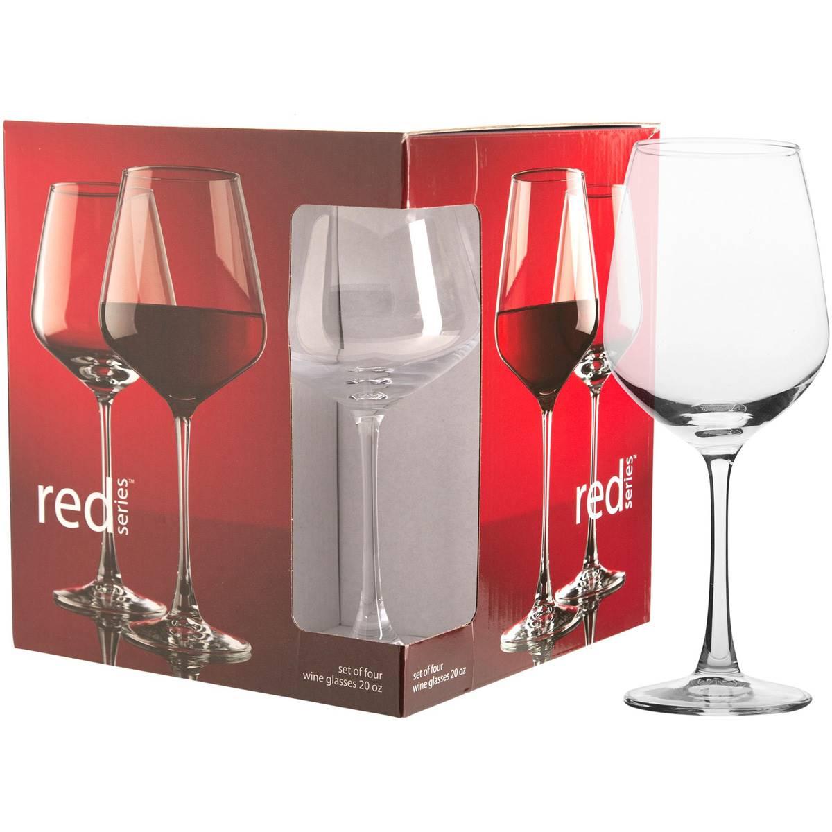 Home Essentials Red Series 15.2oz. Stem Wine Glasses - Set...
