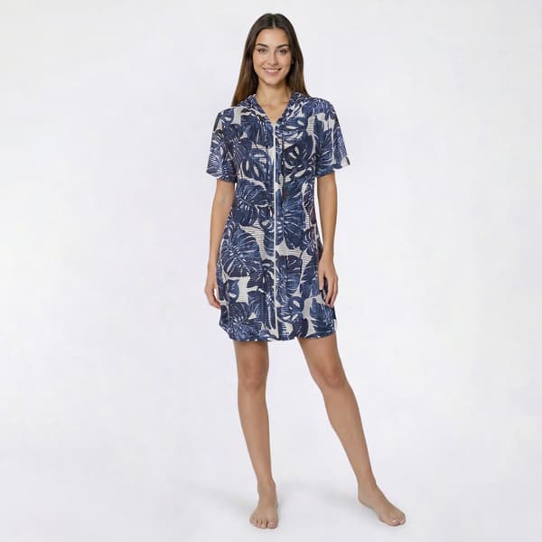 Womens J Valdi Monstera Tropical Zip Hoodie Swim Cover Up - image 