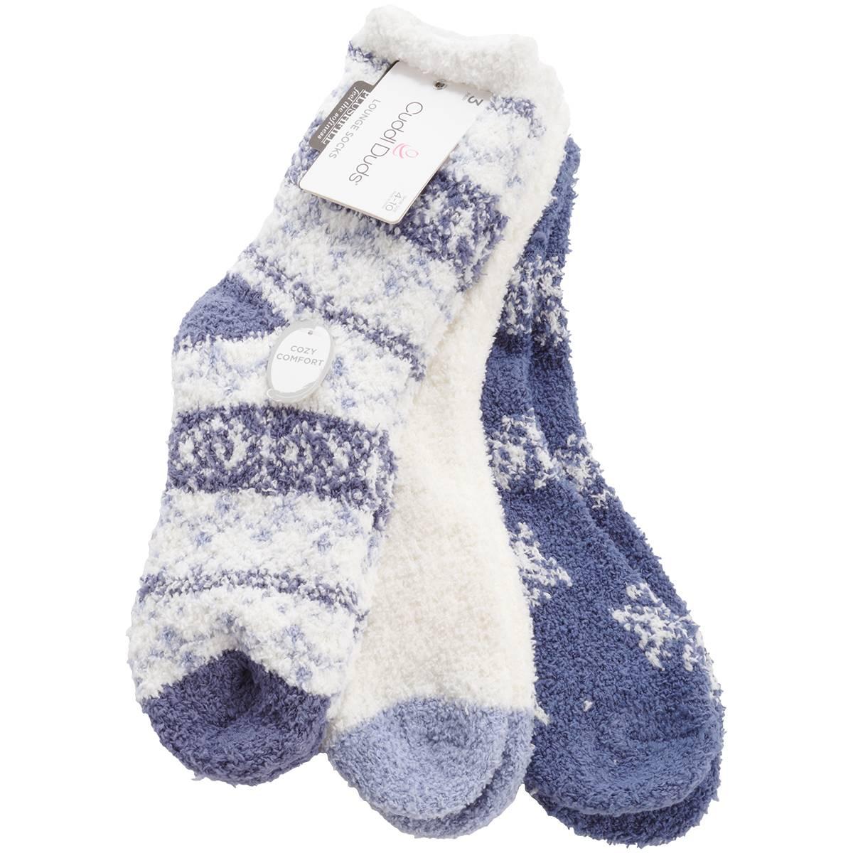 Womens Cuddl Duds(R) 3pk Snowflake Cozies Socks