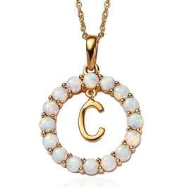 Gemstone Classics&#40;tm&#41; 3mm Lab Created Milky Opal Initial C Pendant