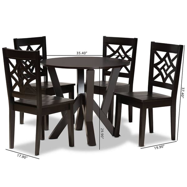 Baxton Studio Kaila Dark Brown Finished Wood 5pc. Dining Set