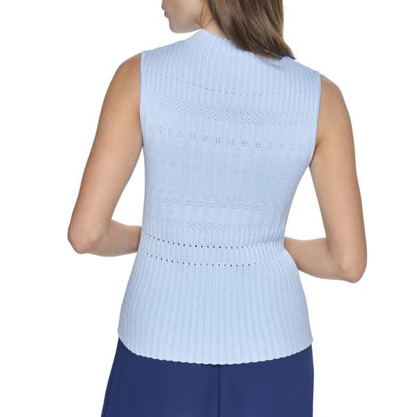 Womens Halston Sleeveless Mock Neck Rib Knit Sweater