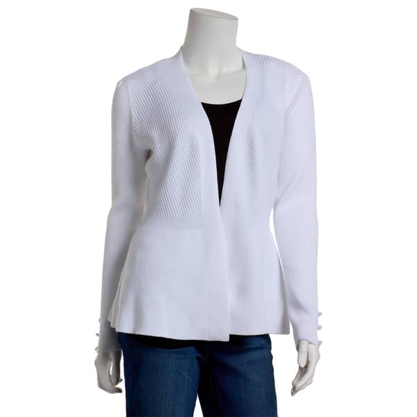 Womens 89th & Madison Long Sleeve Solid Button Trim Sweater - image 