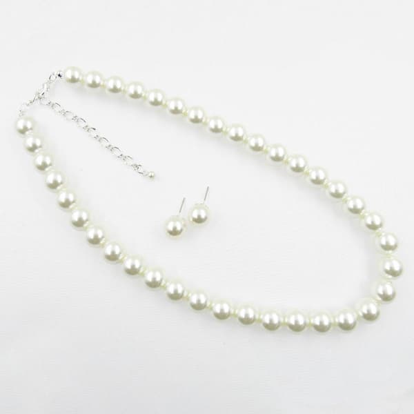 Rosa Rhinestones Stud Earrings & Strand Necklace Set - image 