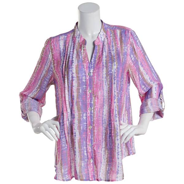 Womens Preswick &amp; Moore Pleated Button Front Printed Top - image 