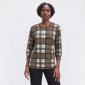 Womens Bonnie Evans 3/4 Sleeve Plaid Hacci Sweater - image 1