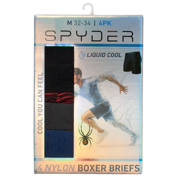 Mens Spyder 4pk. Liquid Cool No Fly Boxer Briefs - Maroon/Black