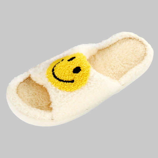 Womens Ella & Joy Smiley Face Open Toe Slide Slippers - image 