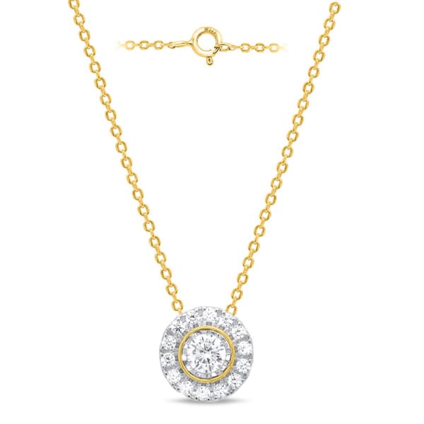 Nova Star(R) Gold over Silver Lab Grown Diamond Halo Pendant - image 