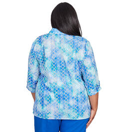 Plus Size Alfred Dunner Tradewinds Eyelet Tie Dye Button Down