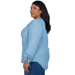 Plus Size Alfred Dunner Ann Arbor Embroidered Heart Henley Blouse