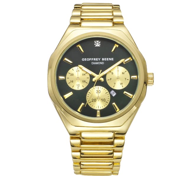 Mens Geoffrey Beene Gold-Tone Diamond Dial Watch - GBA0034GD - image 