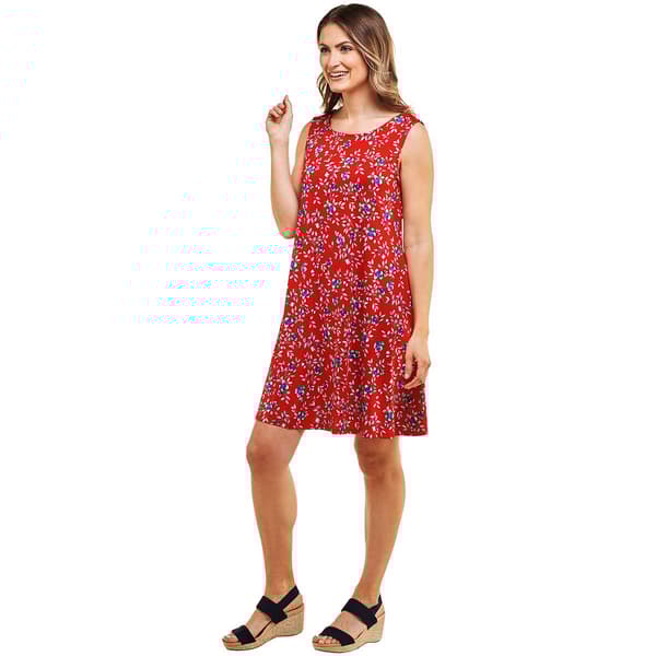 Womens Nina Leonard Sleeveless Floral Fit & Flare Dress w/Pockets