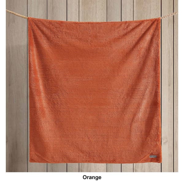 Eddie Bauer Ribbed Texture Stripe Solid Fleece Reversible Throw
