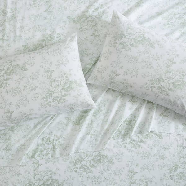 Laura Ashley Toile Delight 100% Cotton Floral Sheet Set