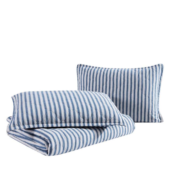 Stone Cottage Willow Way Striped 136 TC Reversible Quilt Set